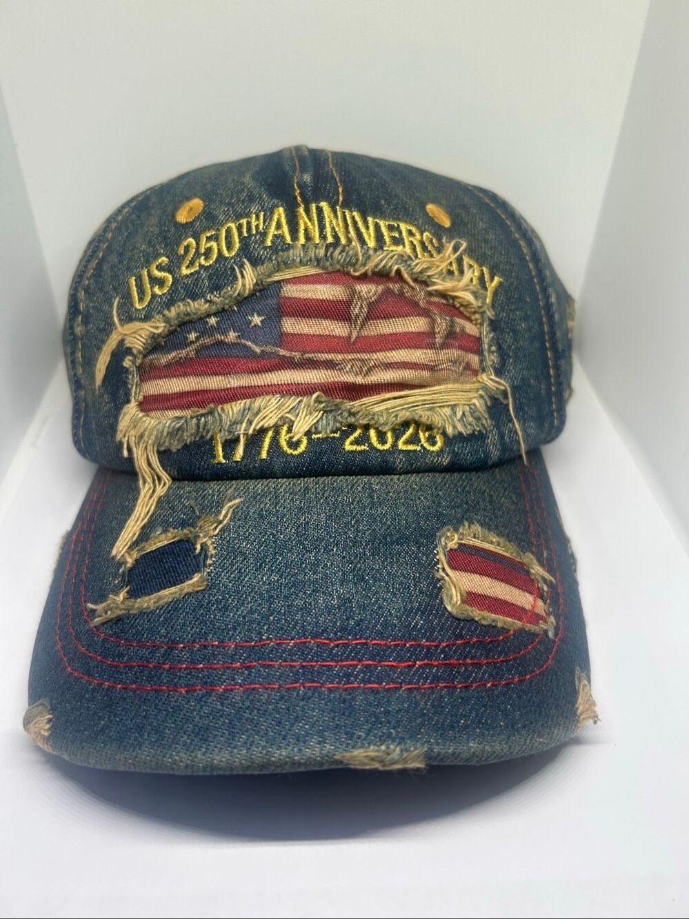 🇺🇸 US 250th Anniversary 1776-2026 Patriotic Distressed Denim Hat